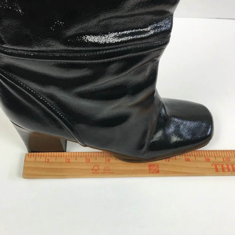 MARNI Made In Italy Designer Patent Leather Knee Boots In Black Size 41 (US11) - Picture 12 of 14